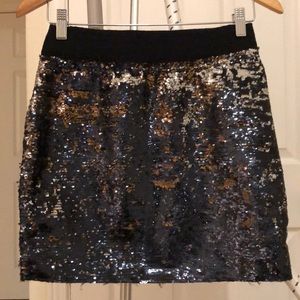 Zara mini skirt with silver reversable sequins